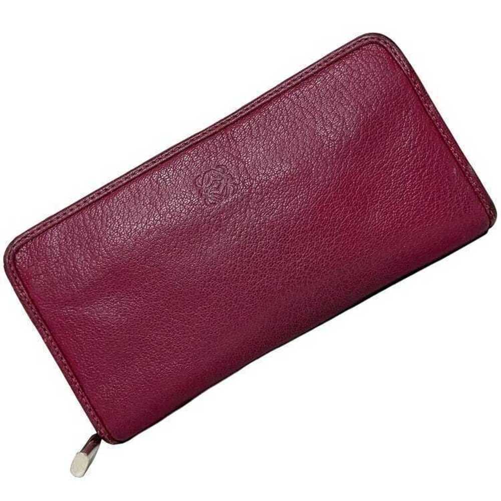 Loewe Round Zipper Long Wallet Amazona Leather Anagram Key Motif Square Pink